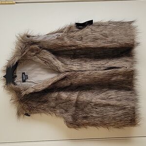 Faux Fur Vest in Brown